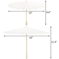 10 Pack Paper Parasol Umbrellas 12 16 Inch White