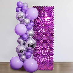 12 Pcs Mermaid Shimmer Wall Backdrop Panel Iridescent Sequin Party Purple 3×4 Ft