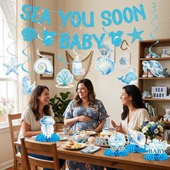 Under The Sea Party Decorations – 14 Pcs Sea You Soon Baby Shower Banner Hang…