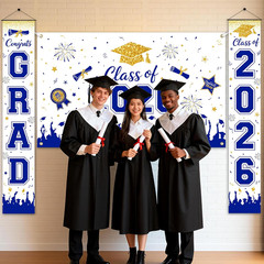 Graduation Decorations Set of 3 Large Banners Backdrop for Class of 2026 Gold