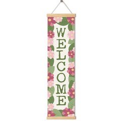 Floral Welcome Porch Banner, Rustic Color Flower Wall Decor Banner, Hanging D…