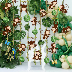 51 Pcs Jungle Safari Monkey Party Decorations – Palm Leaves Backdrop Animal Cuto