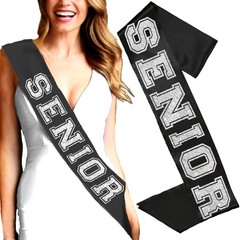 Senior 2026 Sash Black Premium Grade Satin Graduation Party Supplies Gifts