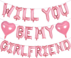 16 Inch Pink ‘WILL YOU BE MY GIRLFRIEND’ Balloons, Foil Proposal Confession