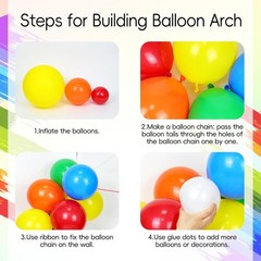 164Pcs Rainbow Balloon Arch Kit with Red Purple Yellow Blue Orange White Lime
