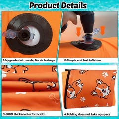 55 x 35 Inch Inflatable Dog Pool Float with Rope, Puppy Raft Floating Mat, Pe…