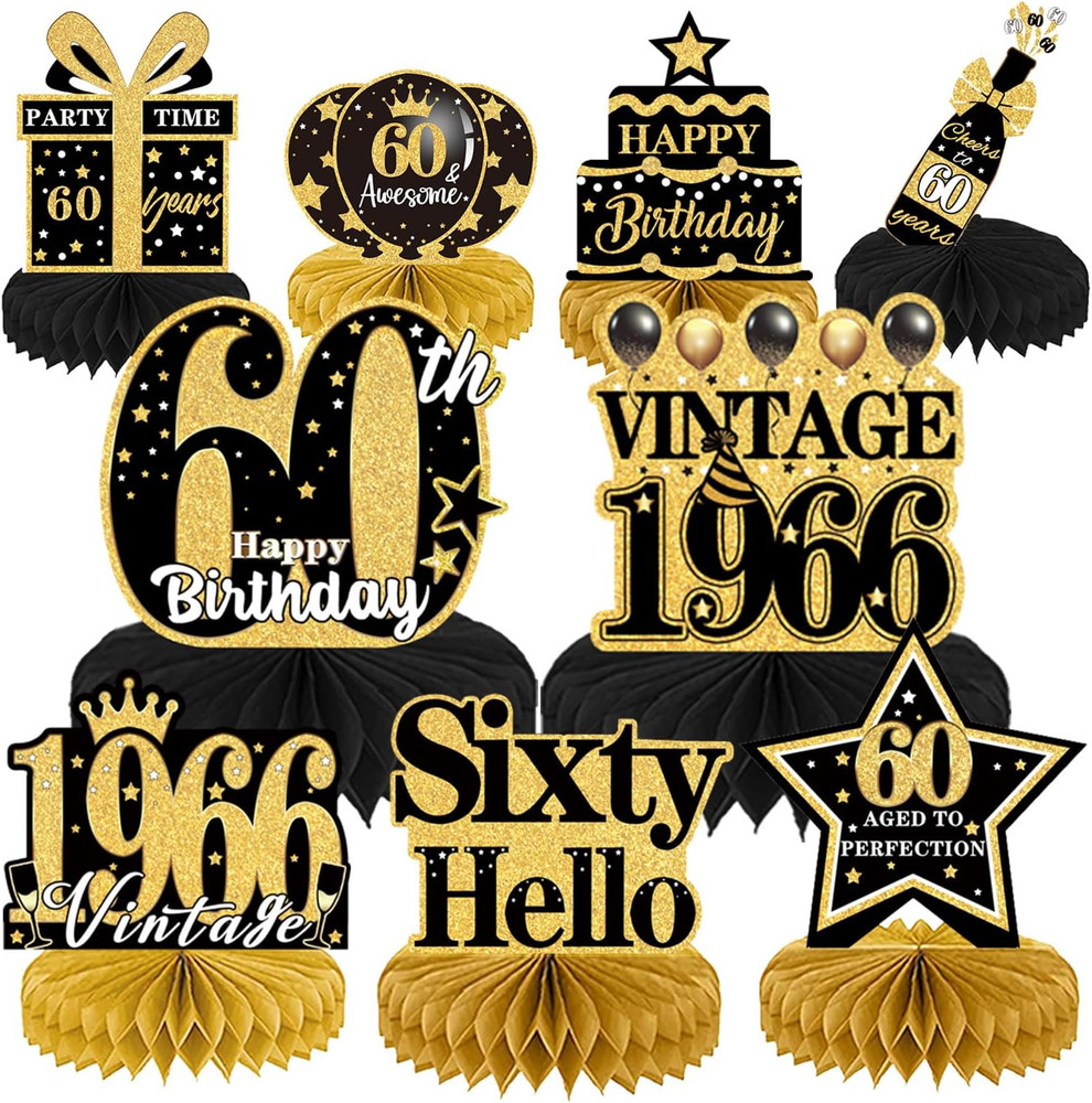 60Th Birthday Party Decorations – 9PCS Vintage 60Th Birthday Table Decorations f