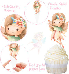 Fairy Cupcake Toppers 48Pcs Fairy First Birthday Party Decorations Fairy Garden