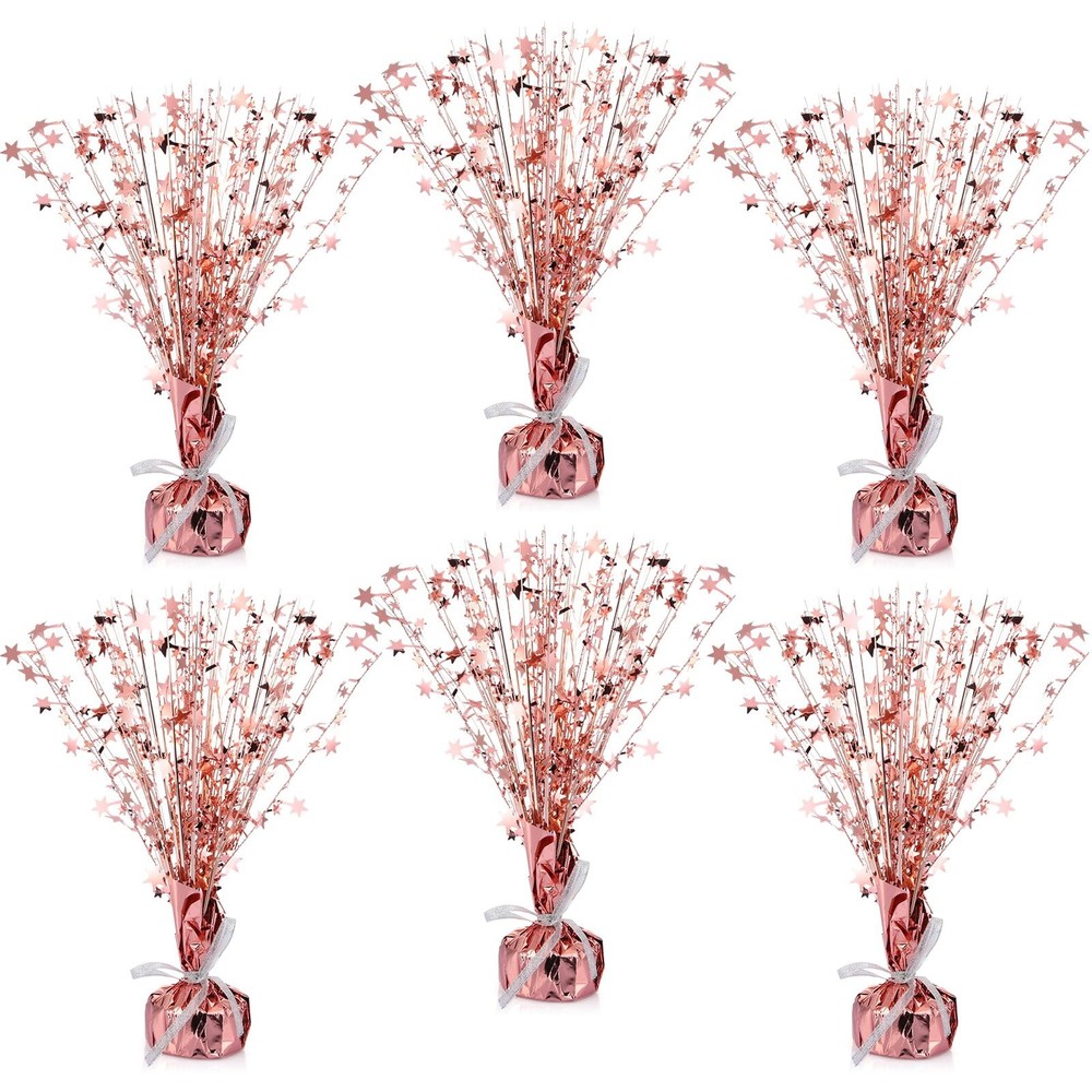 Metallic Foil Spray Centerpiece 6 Pcs Rose Gold Small Star for Party Decor