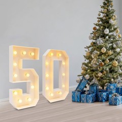 50 Light Up Numbers 100cm Mosaic Marquee Led Sign For 50th Birthday Decorations