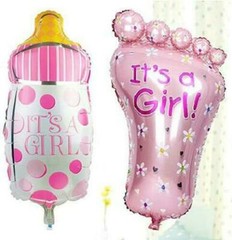 Globos De Papel Aluminio Latex It’s a Girl Azul Decoracion Para Baby Shower Set