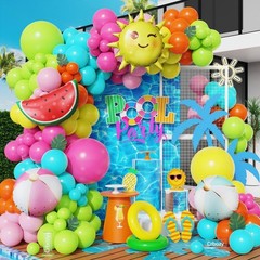 156Pcs Summer Balloon Arch Kit, Pool Party Decorations, Sun Watermelon Beach …