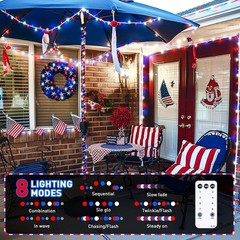 Memory & Timer Function – Red White Blue Memorial Day Lights