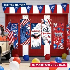 6 Pcs 4th of July Decorations Independence Day, 250th Anniversary Hanging Banner