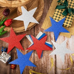 60 Pcs Patriotic Star Cutouts Double Printed Paper Star Confetti Cutouts for …