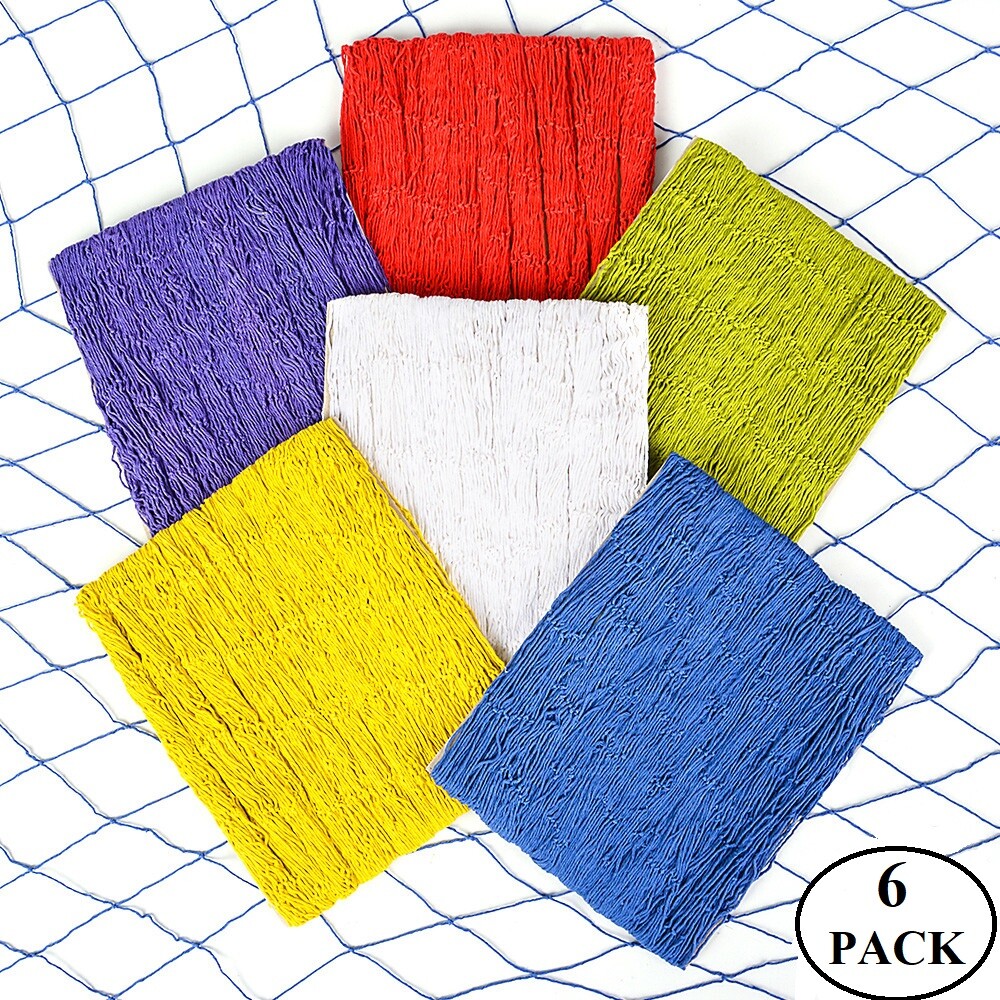 Colorful Cotton Fish Nets (6 Ft x 15 Ft) Nautical Pirate Hawaiian Luau Fisherman