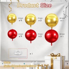 Red Gold Round Foil Balloons, 16PCS Different Sizes 4D Metallic Balloon Large…