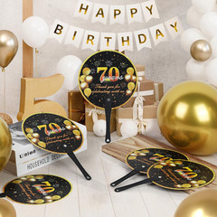 50Pcs 70Th Birthday Fans for Guests, Bulk Plastic Hand Fans Party Favors, Souven