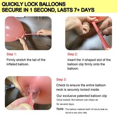 Transparent Balloon Clips for 5–12 Inch Latex Balloons 500 Pcs, No-Knot Plast…