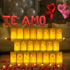 ¿Quieres casarte conmigo? Lighted Letters Sign 17pcs Luminary Paper Bags 2200…