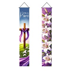 2pcs Easter Door Banner Set 12×71 Inches Spring Hanging Front Porch Welcome S…