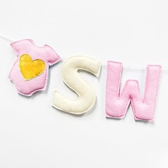 Pink Baby Shower Decorations Pre-Strung Handmade Felt Sweet Baby Girl Sign Ba…