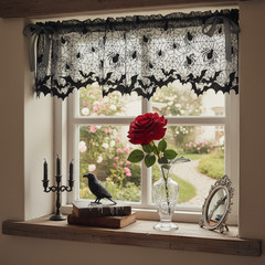 Halloween Lamp Shade Cover/ Fireplace Lace Cobweb with Spider Gothic Party Decor
