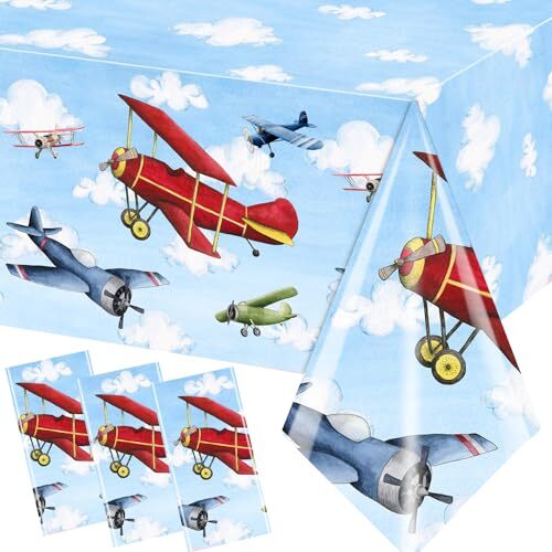 3pcs Party Decorations Party Tablecloth Supplies Disposable Plastic Airplane