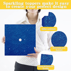 10 Pieces Graduation Cap Decorations Graduation Cap Topper Glitter Blank Grad Ca