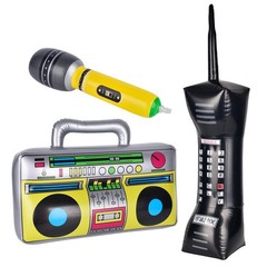 AYRXG Inflatable Boom Box & Phone Prop – 90s Style Microphones for 80s 90s Pa…