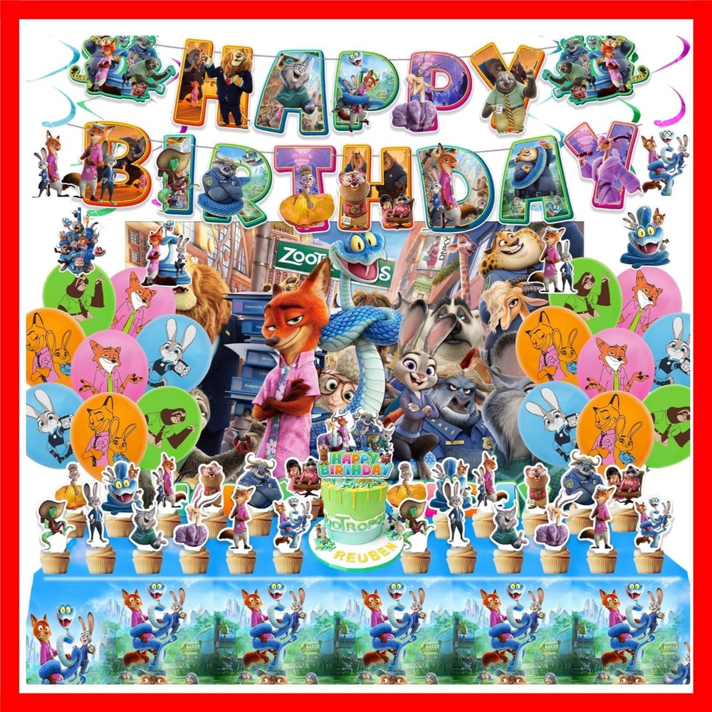 Birthday Party Decorations Set – 1 Backdrop 39″ x 59″, 1 Big Topper, 1 Tablec…