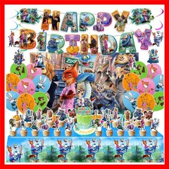 Birthday Party Decorations Set – 1 Backdrop 39″ x 59″, 1 Big Topper, 1 Tablec…