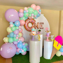 Pastel Donut Balloon Arch Garland Kit,159Pcs Macaron Color Rainbow Balloons Ice