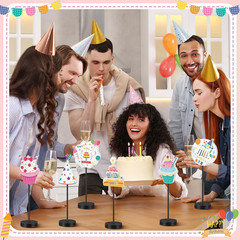 6 Pcs Wooden Birthday Table Decorations Happy Birthday Standing Sign Decor Color