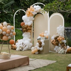 3Piece White Metal Arched Backdrop Stand Multi-Purpose Wedding Flower Arch Frame