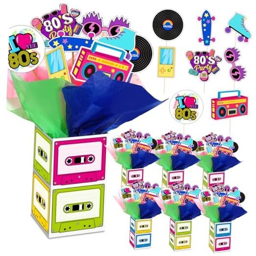 Sets 80’s Retro Party Decorations 80’s Centerpieces Retro Hip Hop Table 6