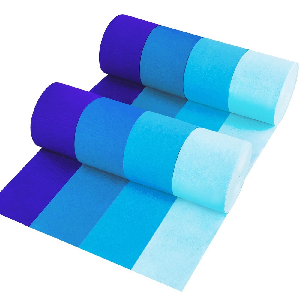 8 PCS Gradient Blue Party Crepe Paper Streamers 82 Feet Wedding Decoration