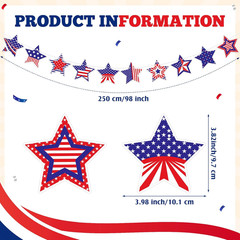 5 Pcs Red White Blue Star Banner for 4Th of July Patriotic Decorations, Outdoor