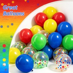 131pcs Colorful Balloon Arch Kit with Confetti Red Blue Yellow Green Balloons…