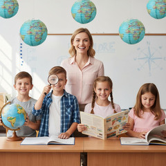 6 Pcs World Map Paper Lanterns, 8 Inch Earth Globe Hanging Lanterns Map Classroo