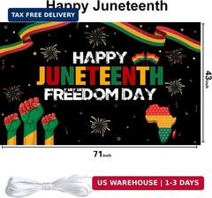 Ansoufien Juneteenth Decorations Backdrop, 71 x 43 inch, Polyester, Black, Junet