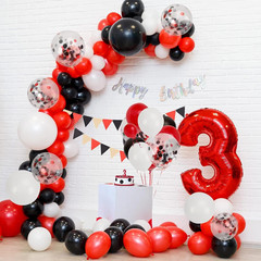 Red and Black Balloons Graduation Decorations Kit, White and Confetti Balloon 65
