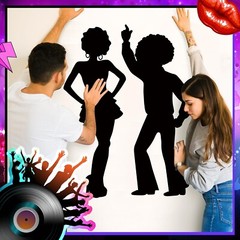 Motiskyy 12 Pcs Disco Dance Silhouettes Cutouts Large Retro Removable PVC Wal…