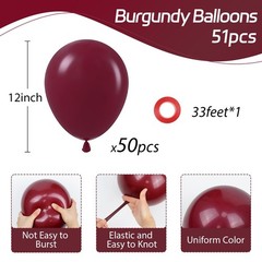 Burgundy Balloons 12 inch Maroon Balloons 50pcs Party Balloons for Birthday