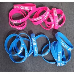 New! 22 pcs Gender reveal silicone bracelets 11boy 11girls
