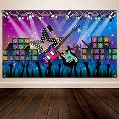 Karaoke Rock and Roll Party Backdrop 72.8×43.3in Rock Star Music Banner Decor XL