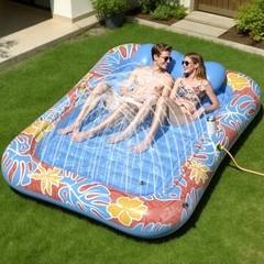 Inflatable Tanning Pool Lounger Float with Sprinkler, XXL Large Pool Floats A…