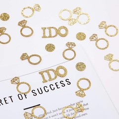 Gold Wedding Table Confetti,Glitter Paper Diamond Ring Confetti, I Do Engage…