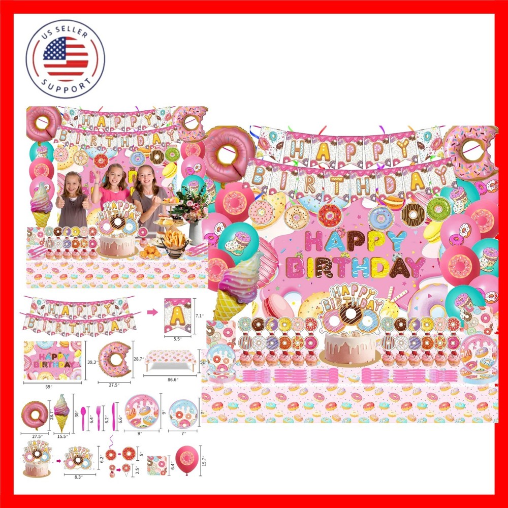 Donut Sweets Birthday Party Supplies, Donut Style Party Decorations Include H…