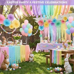 12 PCS Pastel Macaron Crepe Paper Streamers 1.8 Inch x 82 Ft Party Decor
